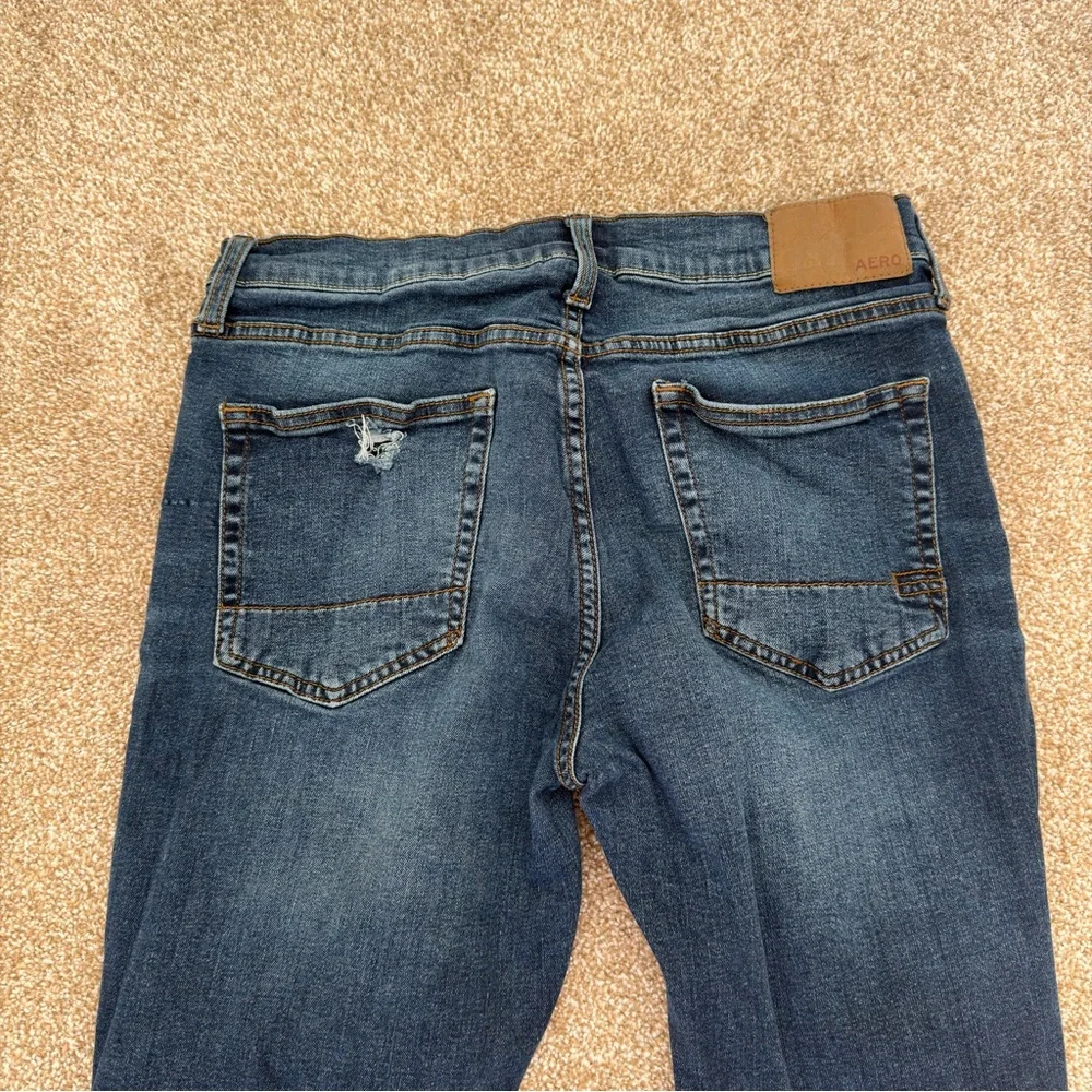 AERO Distressed Skinny Jeans 30x30 Medium Wash Stretch Ripped Denim - Picture 6 of 12